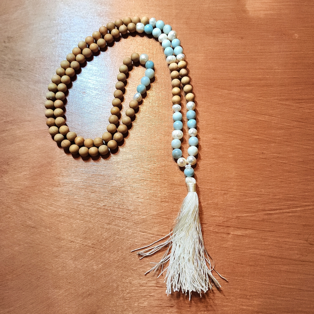 Hand Crafted Mala Bead Necklace with Tassel